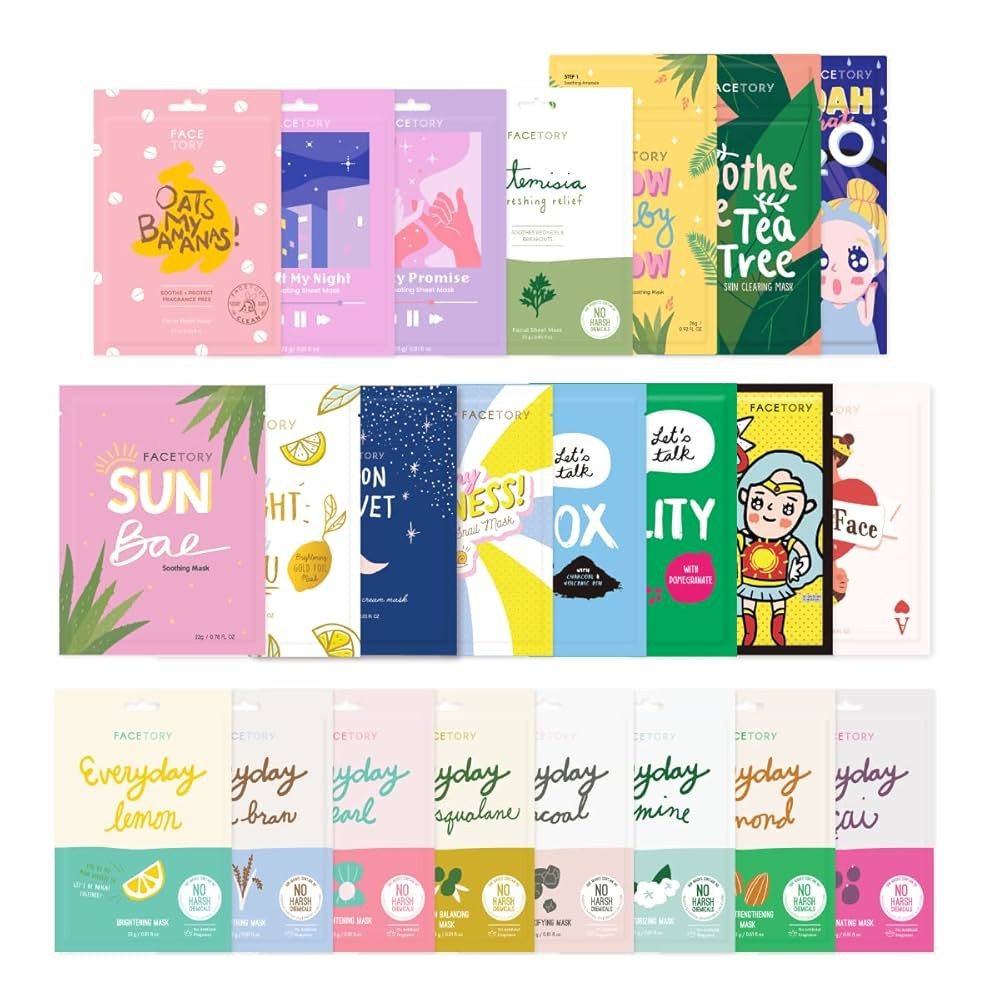 FACETORY K Beauty Face Mask Skin Care 23 COLLECTION Sheet Mask Set | Natural Premium Korean Face ... | Amazon (US)