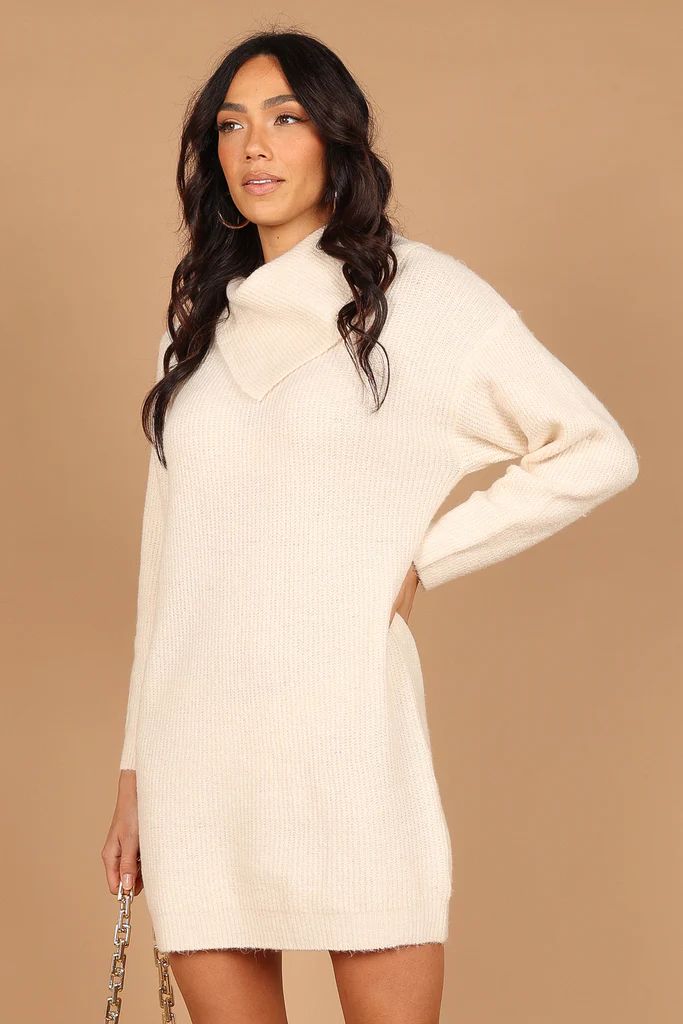 Nanette High Neck Knit Mini Dress - Cream | Petal & Pup (US)