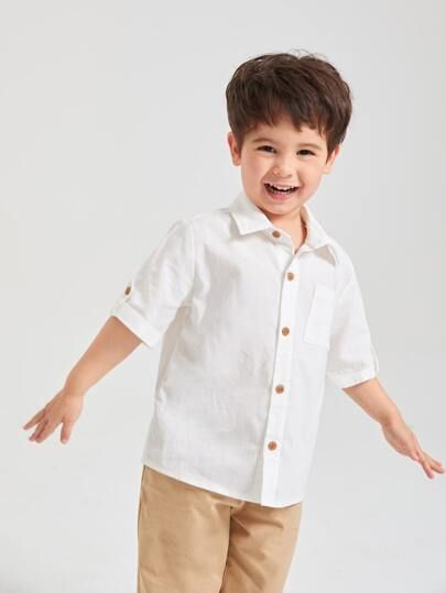 SHEIN Toddler Boys Roll Up Sleeve Shirt
   SKU: sk2111229263956952      
          (174 Reviews)
... | SHEIN