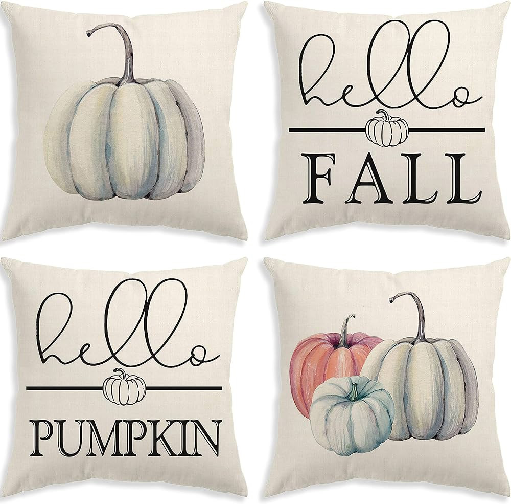 Fall Pillow Covers 18x18 Set of 4 for Autumn Decoration Fall Decor Pumpkin Maple Leaf Fall Pillow... | Amazon (US)