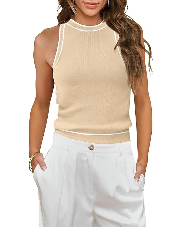 MIHOLL Women Summer Racerback Tank Tops Cute Sleeveless Halter Neck Tank Top Trendy Ribbed Croppe... | Amazon (US)