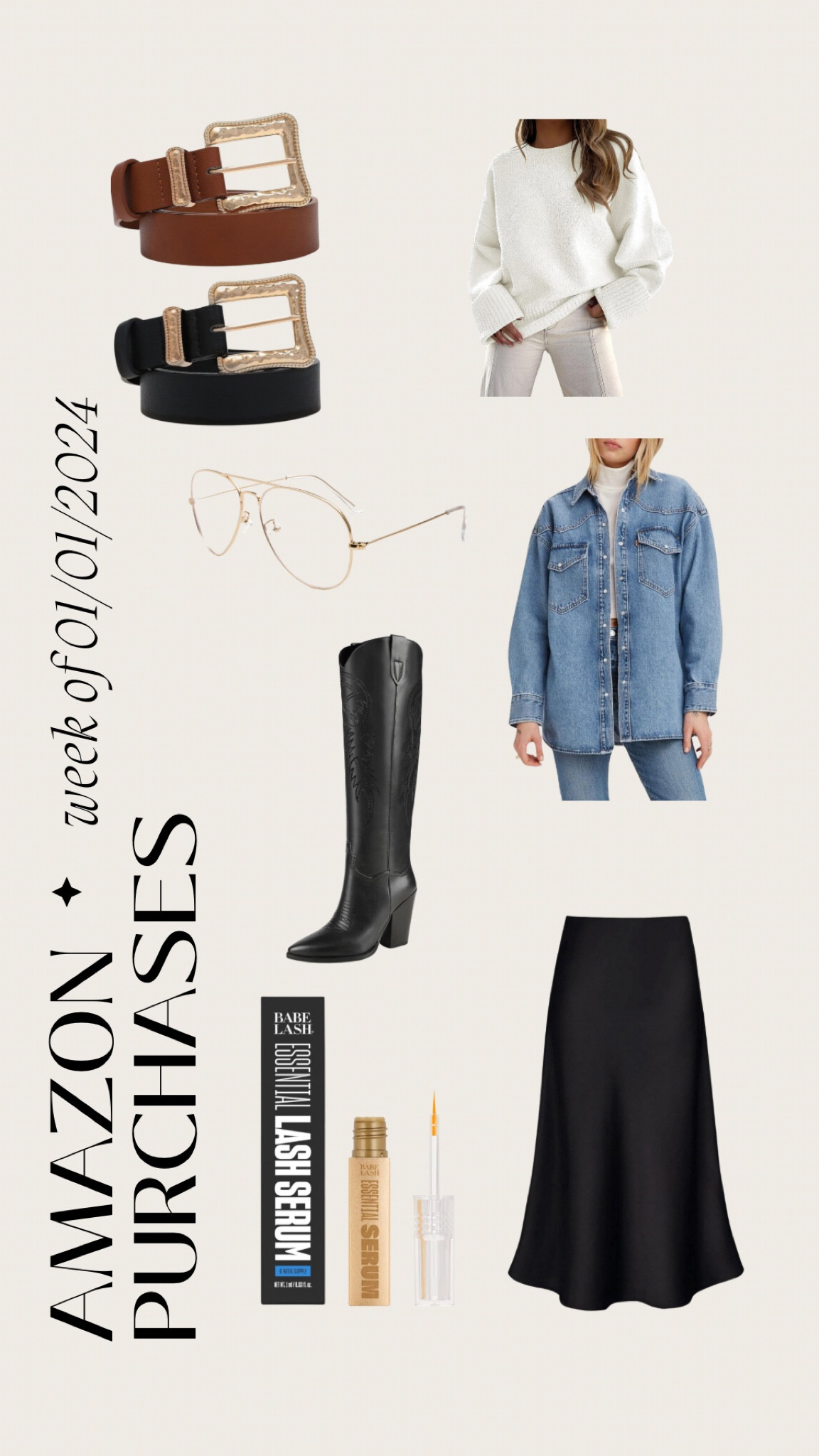 What I bought on Amazon this week. Jean shacket is on sale! I took a medium in the sweater and a small in the shacket and skirt. 8M in boots. All run TTS, except shacket ran big so I sized to a small instead of a medium! 

#LTKsalealert #LTKstyletip #LTKfindsunder100