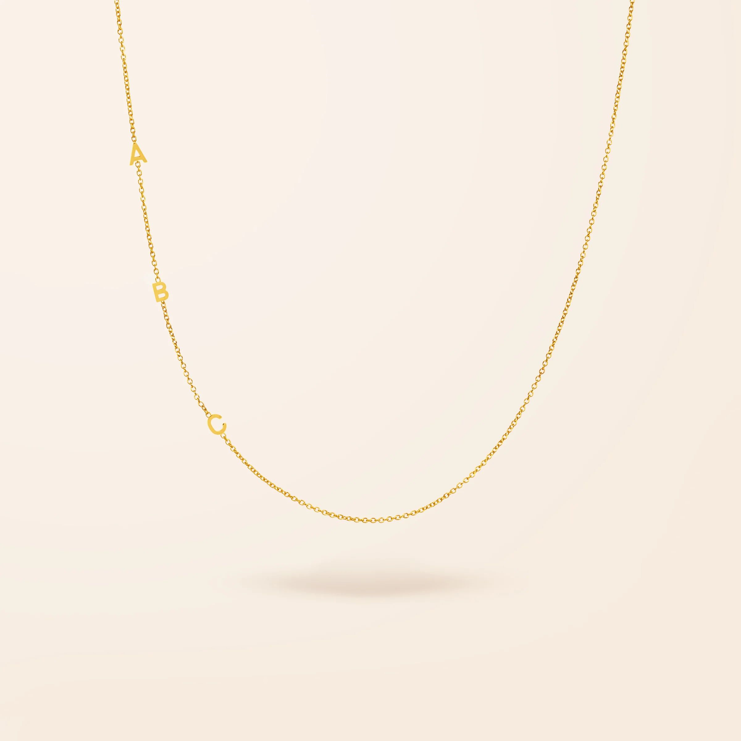 14K Gold Asymmetrical Mini Initial Necklace | Van Der Hout Jewelry