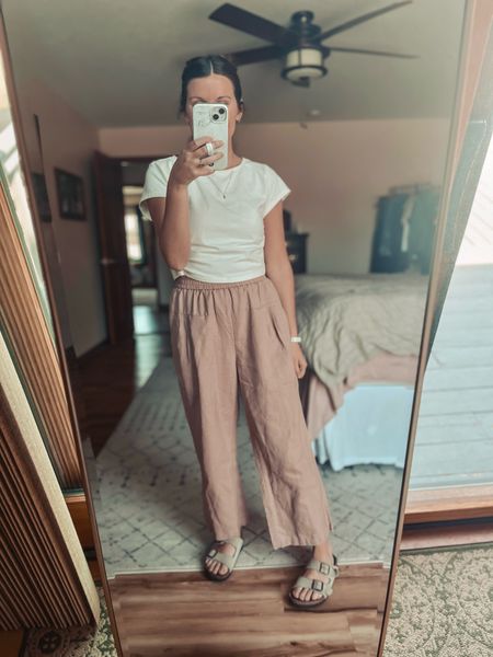 Wearing a medium in the top and my pants aren’t sold anymore so I linked similar options. My Birkenstocks are true to size and I also linked a more affordable lookalike! 

#LTKfindsunder100 #LTKfindsunder50 #LTKstyletip