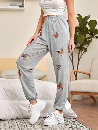 SHEIN Butterfly Print Sweatpants | SHEIN
