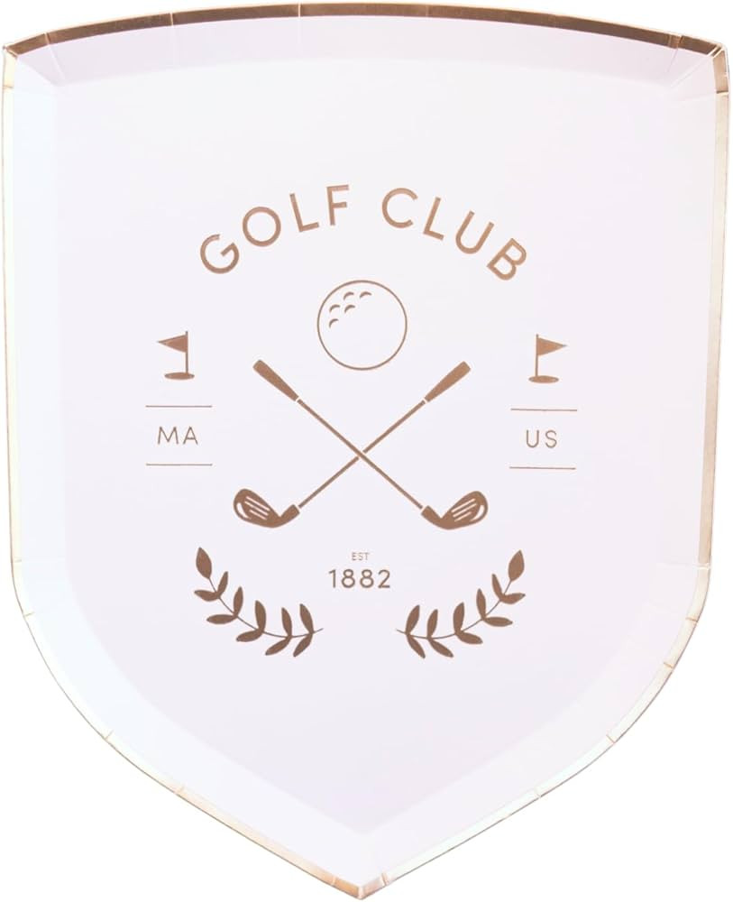 Bonjour Fête Golf Themed Cake Dessert Paper Plates, White with Gold Foil, 8-count, Premium Party... | Amazon (US)