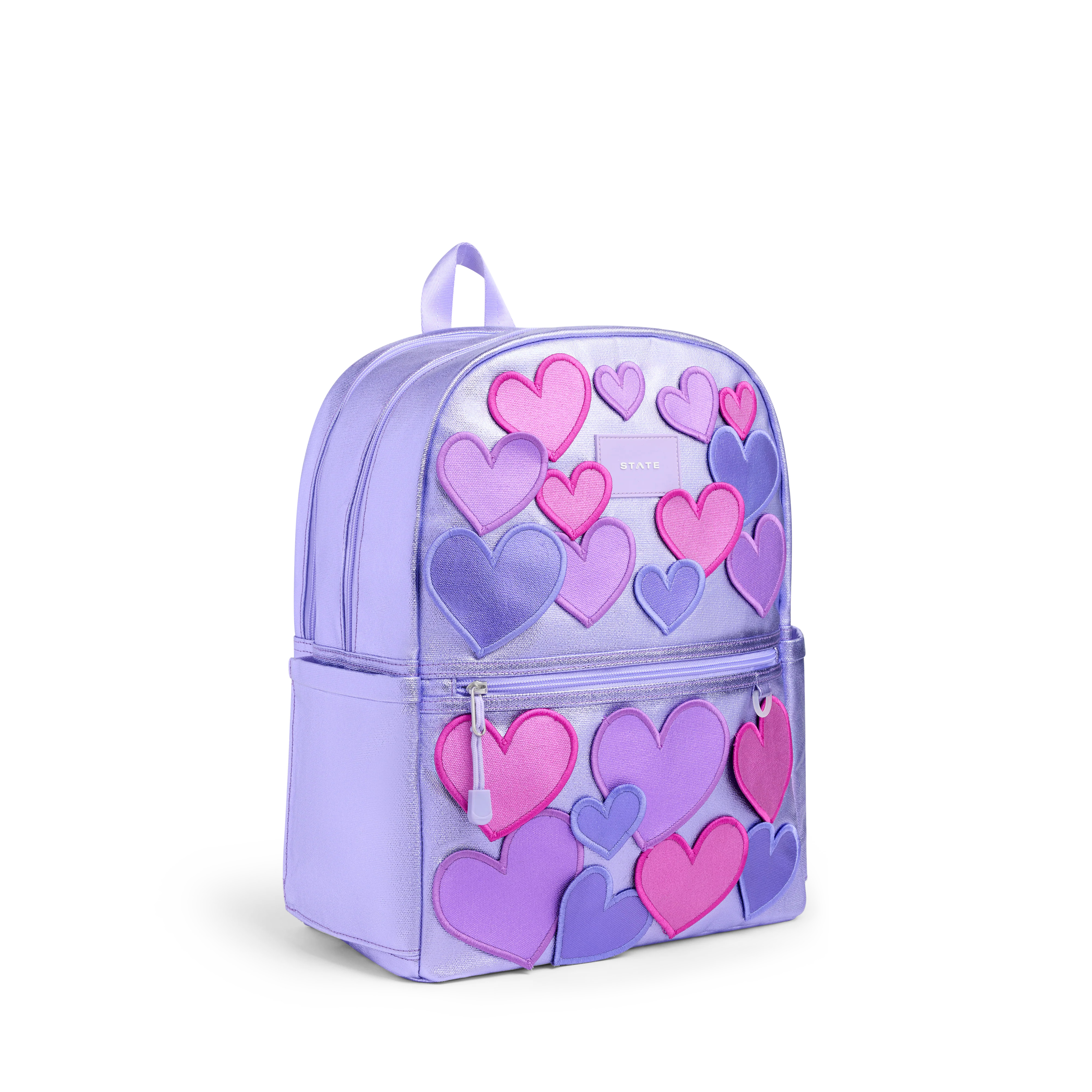 STATE Bags | Kane Double Pocket Backpack Metallic 3D Hearts | STATE Bags