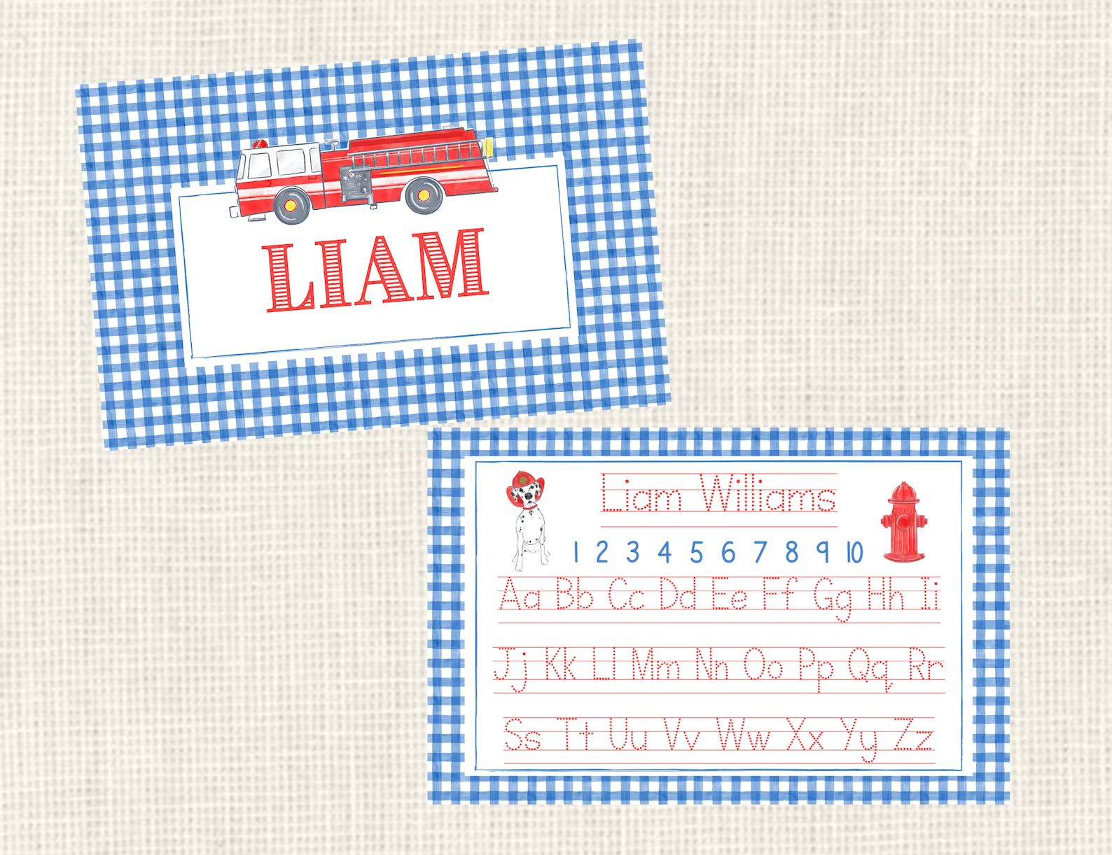 Personalized Tracing Firetruck Placemat/ Double Sided /Name, Colors, Numbers / Learn to Write | Etsy (US)
