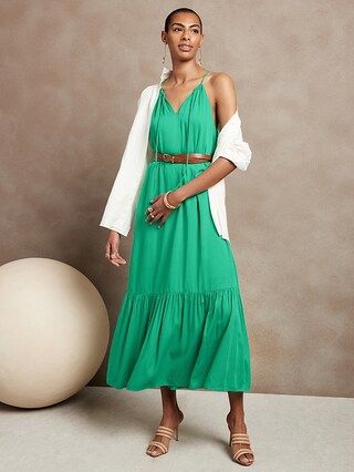 Halter Flounce Hem Maxi Dress | Banana Republic Factory