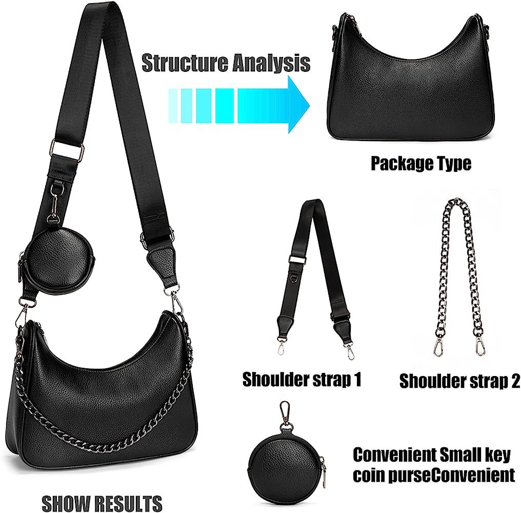 Small Crossbody Hobo Handbags for Women, Multipurpose Soft Shoulder Bag Lightweight Retro Tote Bag w | Amazon (US)