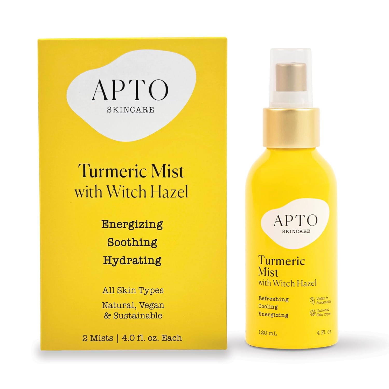 APTO Turmeric Mist with Witch Hazel Duo, Reviving & Brightening Facial Spritz, Set of 2, 4 fl. oz. Each | Amazon (US)