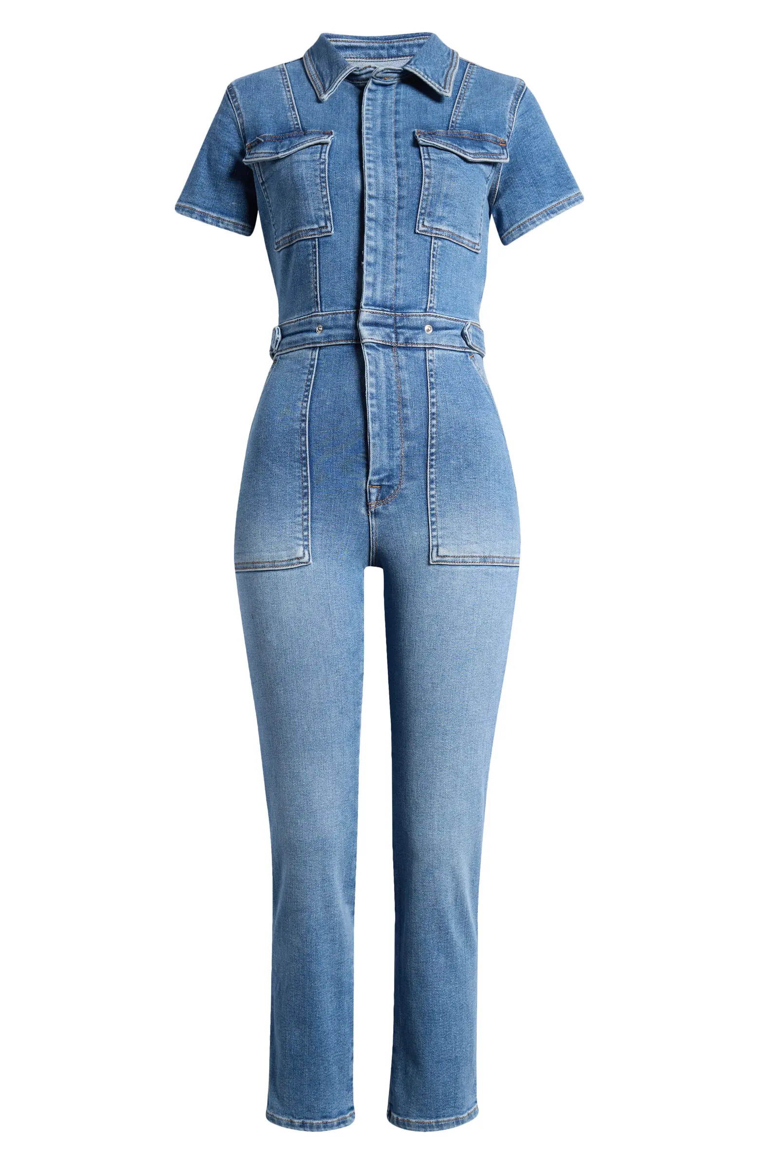 Good American Fit for Success Denim Utility Jumpsuit | Nordstrom | Nordstrom
