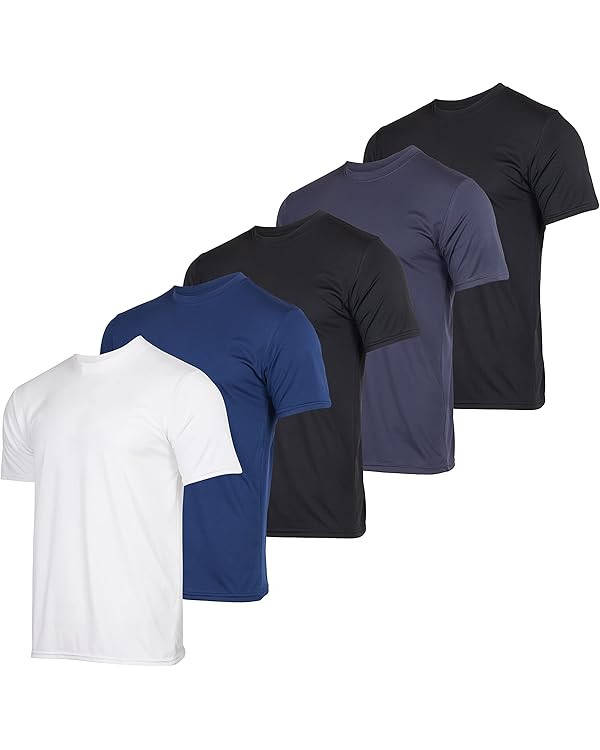 Real Essentials 5 Pack: Men’s Dry-Fit Moisture Wicking Active Athletic Performance Crew T-Shirt | Amazon (US)