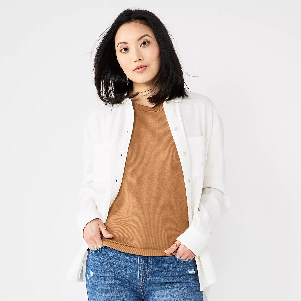 Women's Sonoma Goods For Life® Relaxed Button Down Shirt | Kohl's