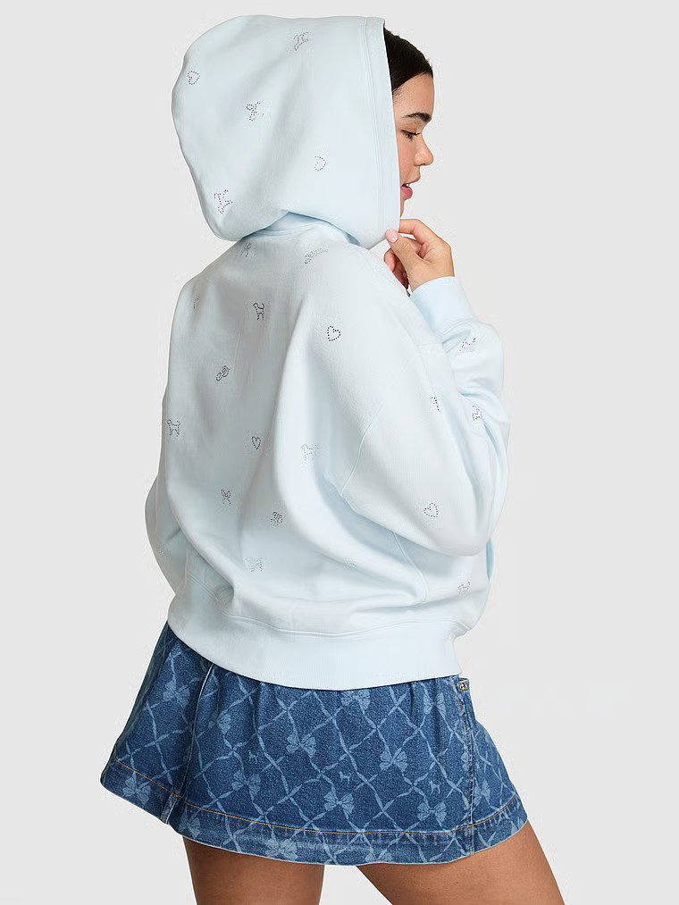 Buy PINK x LoveShackFancy Oversized Hoodie, Glacial Mist - Order Hoodies & Sweatshirts online - P... | Victoria's Secret (US / CA )