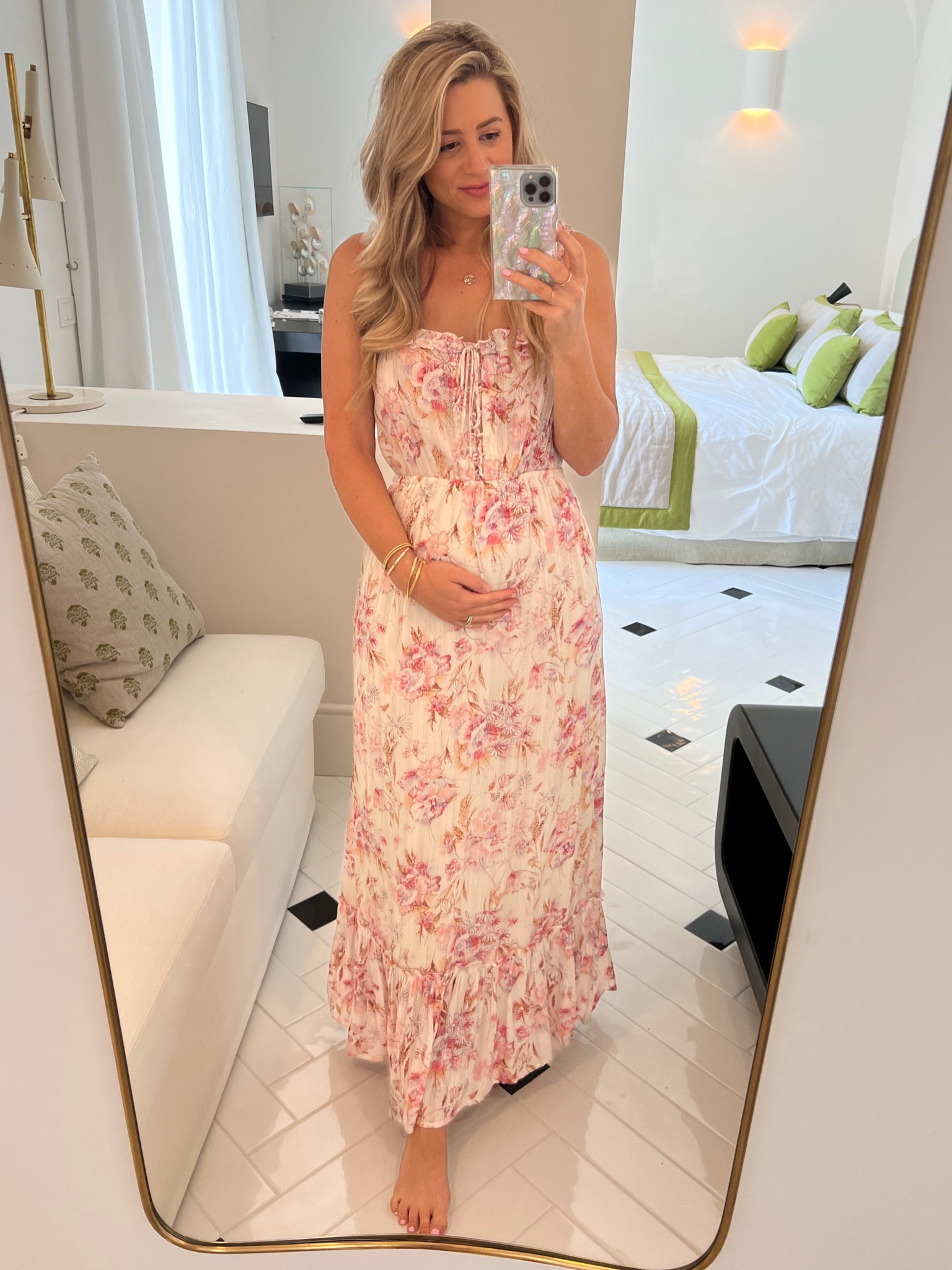 This floral favorite will be an upscale summer staple for me! I love this maternity dress and how feminine she is🫶Ordered in a small! #maternity #maternitydress #summerdresses #bumpfriendly 

#LTKunder100 #LTKeurope #LTKbump