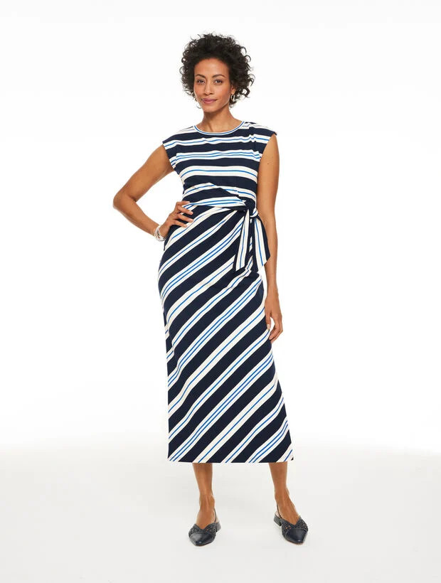 Side Tie Shift Dress - Variegated Stripes | Talbots