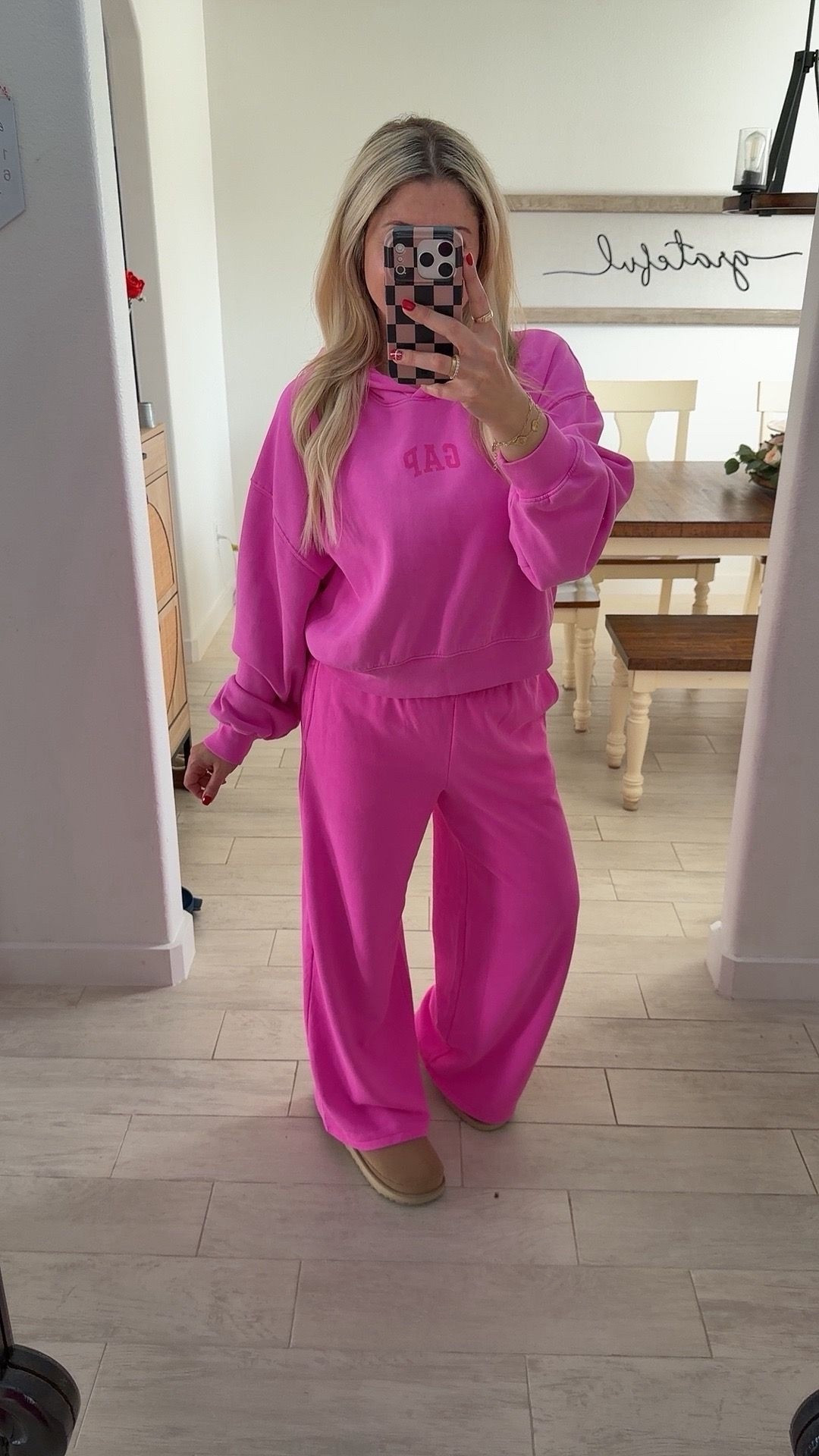 Comfy cute outfit 
Pink gap matching set
Small gap hoodie 
Xs petite pants 
Ugg clogs tts


#LTKootd #LTKSaleAlert #LTKFindsUnder100