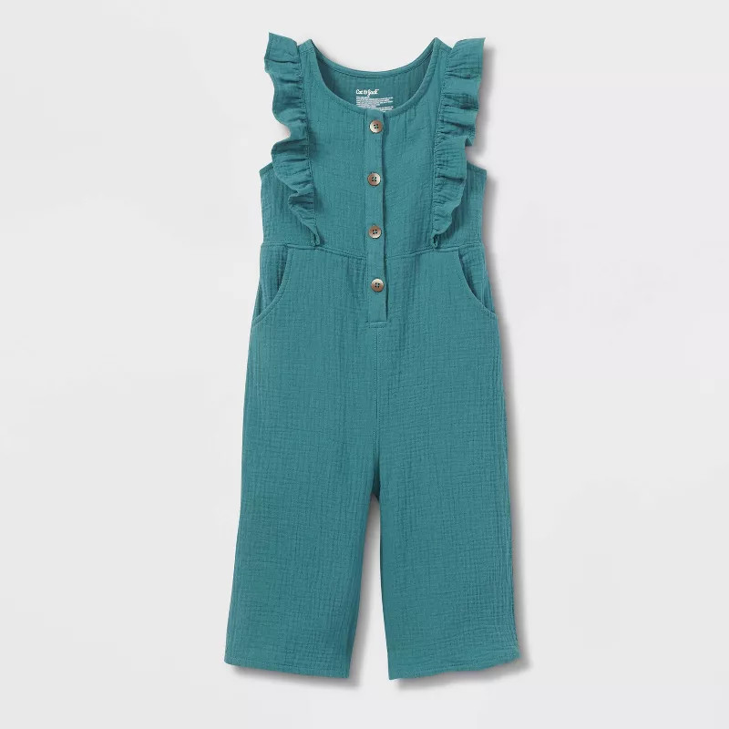 Toddler Girls' Adaptive Jumpsuit - Cat & Jack™ Dusty Green | Target