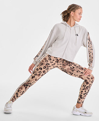 adidas Women's Animal-Print 3-Stripe French Terry Zip Hoodie & Leopard-Print High-Rise Leggings -... | Macy's