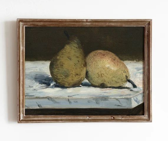 Pair of Pears  Vintage Fruit Still Life Painting  Rustic | Etsy | Etsy (US)