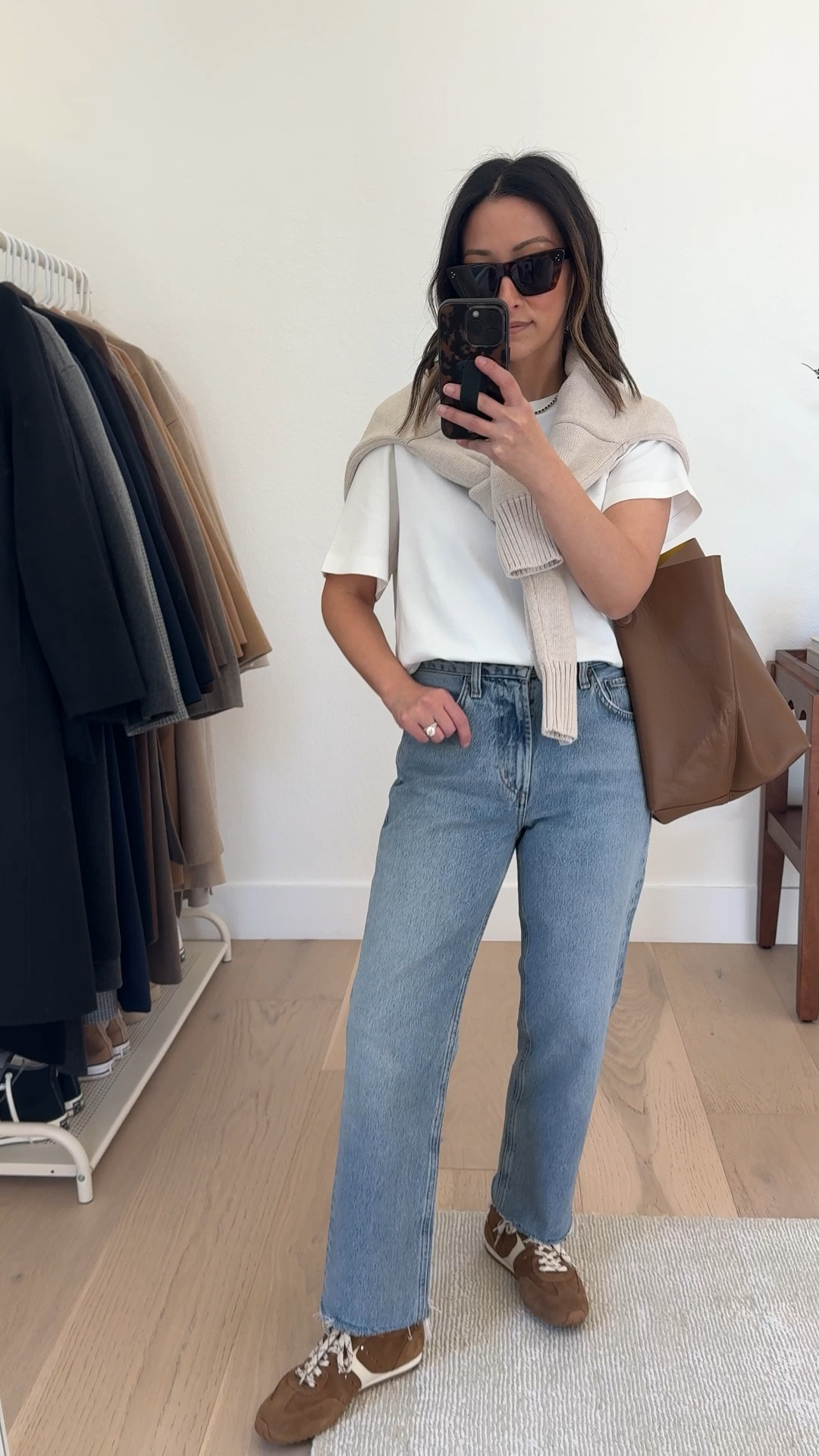 Classic spring outfit idea. Elevated basics 🤌🏻 

Aritzia tee medium
Quince cotton sweater small
AGOLDE Valen jeans 24 - cut hems
J.Crew socks - old
Larroude sneakers 6 - run small
Mansur Gavriel tote - color is old
Celine sunglasses
Quince earrings
Dorsey James necklace 15"

Petite style, spring outfits, spring style, mom outfits 

#LTKPetite #LTKmomlife #LTKootd