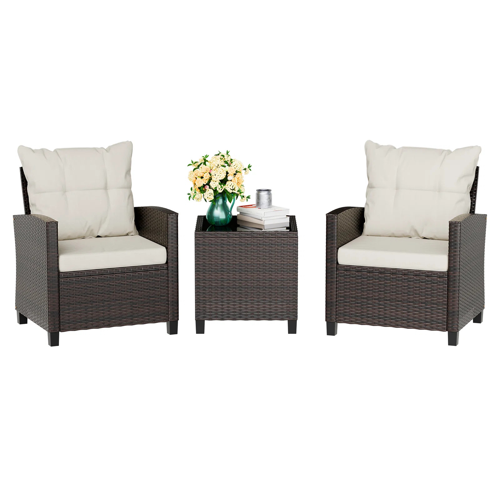 Arlayne 2 - Person Outdoor Rattan Patio Set with Cushions | Wayfair North America