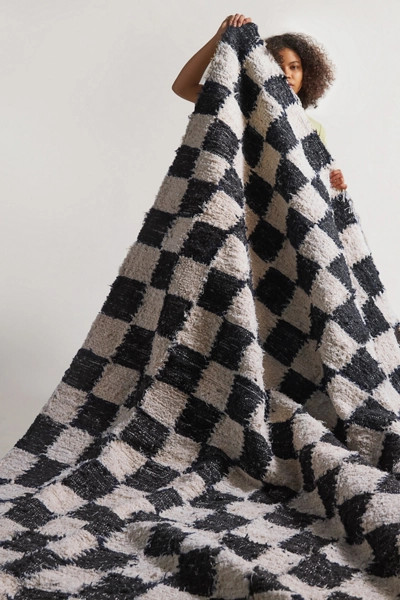 Checkerboard Woven Shag Rag Rug | Urban Outfitters (US and RoW)