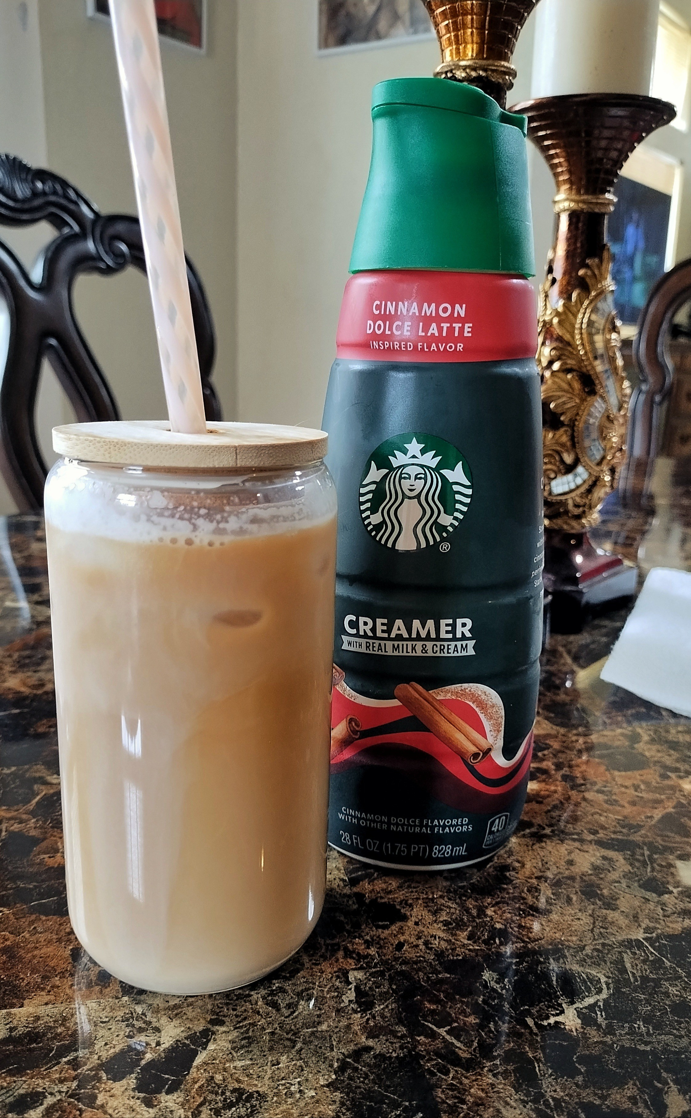 Good morning!! Currently, this is my go-to iced latte at home.☕ The Starbucks Cinnamon Dolce is so tasty and I like it better with ice.🧊 

#LTKmorningroutine #LTKfoodie #LTKdayinmylife