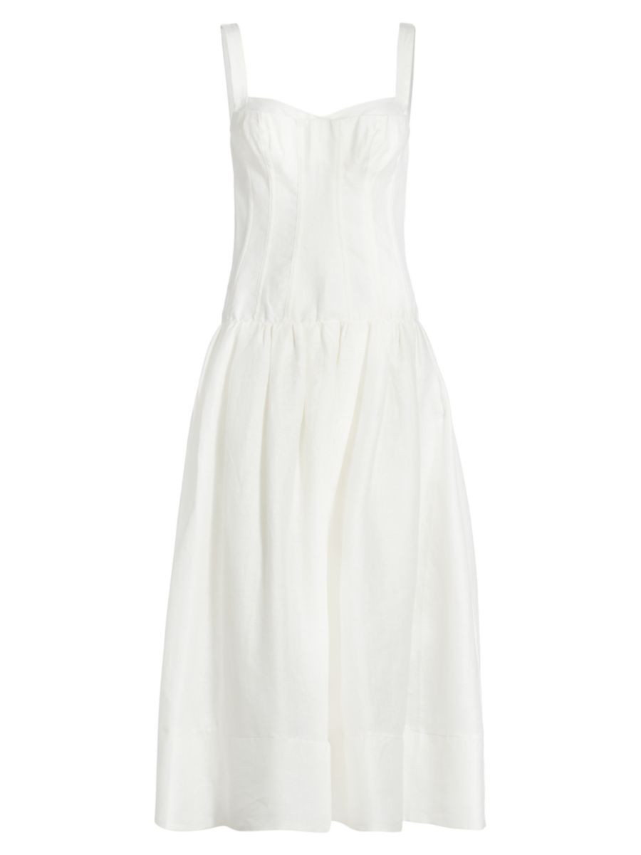 Makenna Linen Corset Midi-Dress | Saks Fifth Avenue