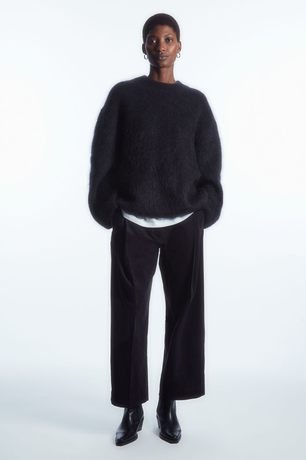 PLEATED BARREL-LEG CORDUROY TROUSERS - NAVY - COS | COS UK