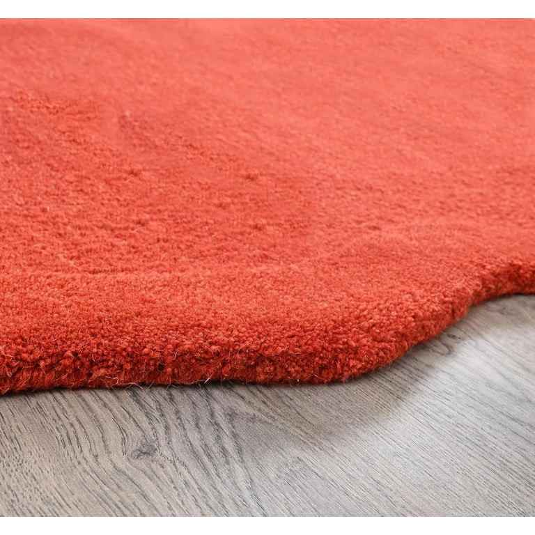 Scalloped Hand-Tufted Wool Area Rug 3' x 5' – Thick, Soft, Plain Textured Carpet for Living Roo... | Walmart (US)