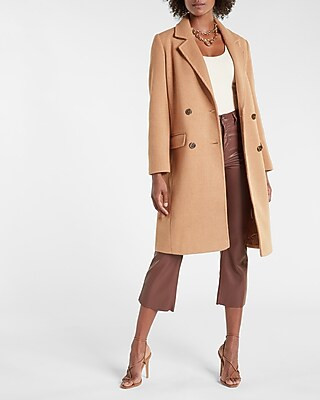 Wool-blend Braided Rib Double Breasted Coat | Express