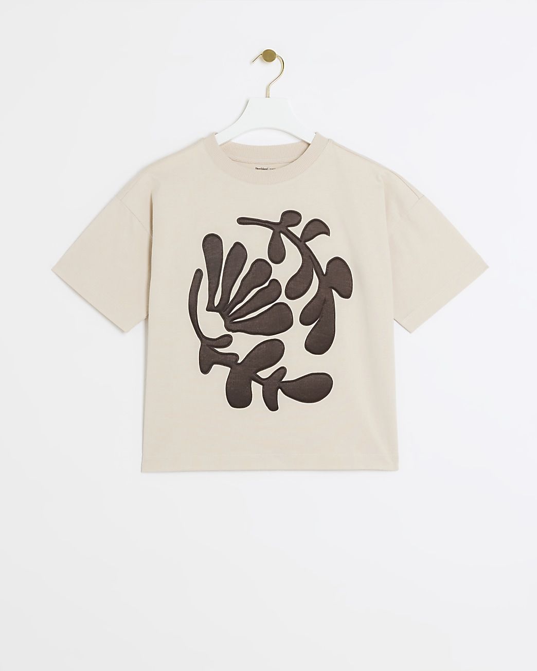 Beige leaf graphic t-shirt | River Island (UK & IE)