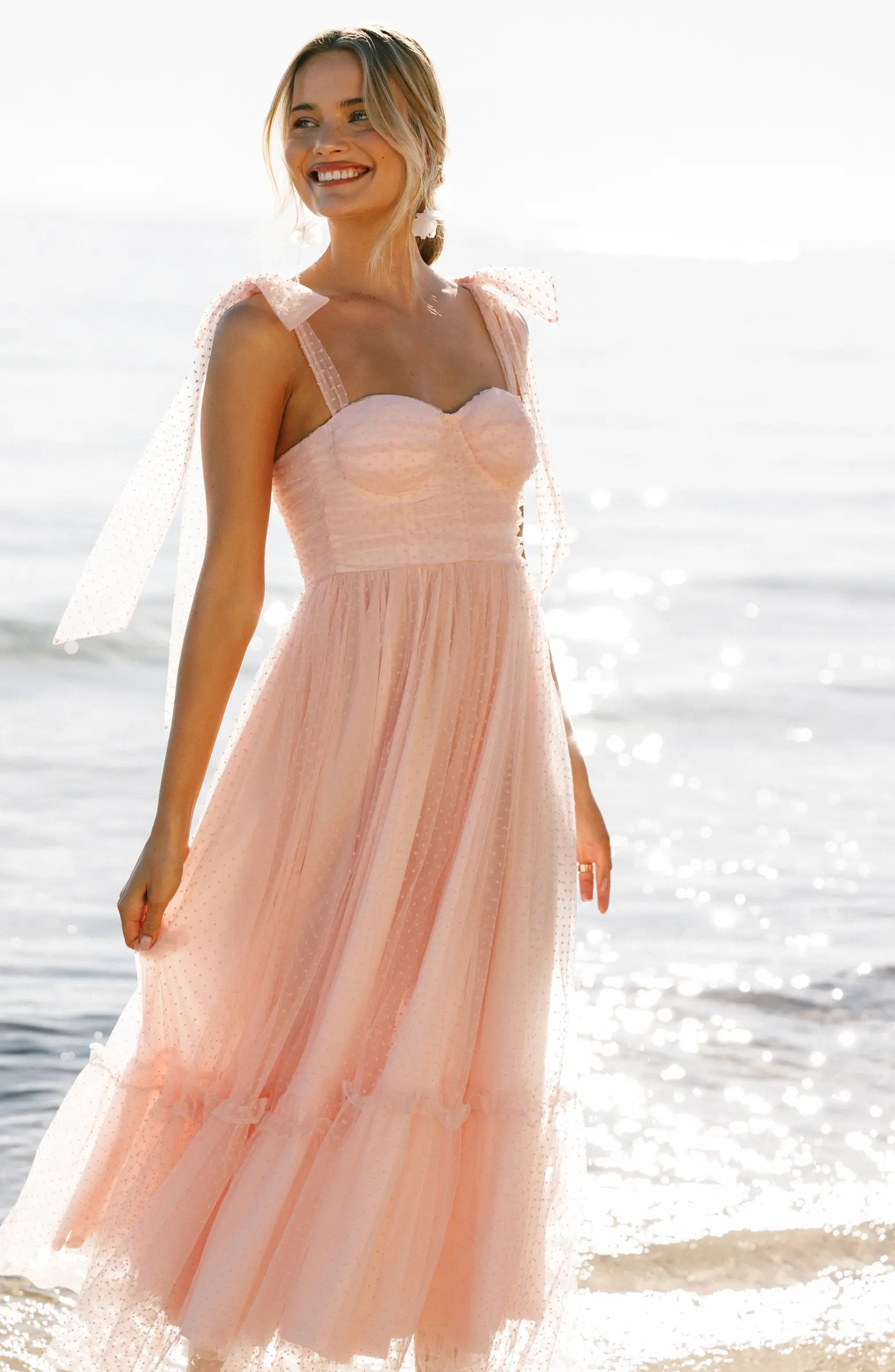 Floret Bow Strap Midi Sundress | Nordstrom