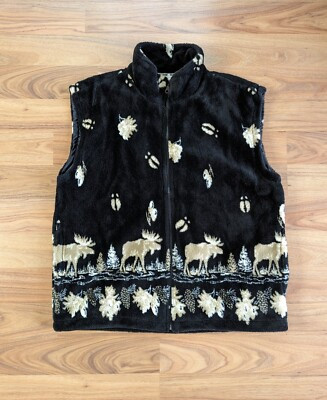 Moose Vest Glacier Gear Outdoor Fleece  Mens XL Black Full Zip Outdoor 90s B5 | eBay | eBay US