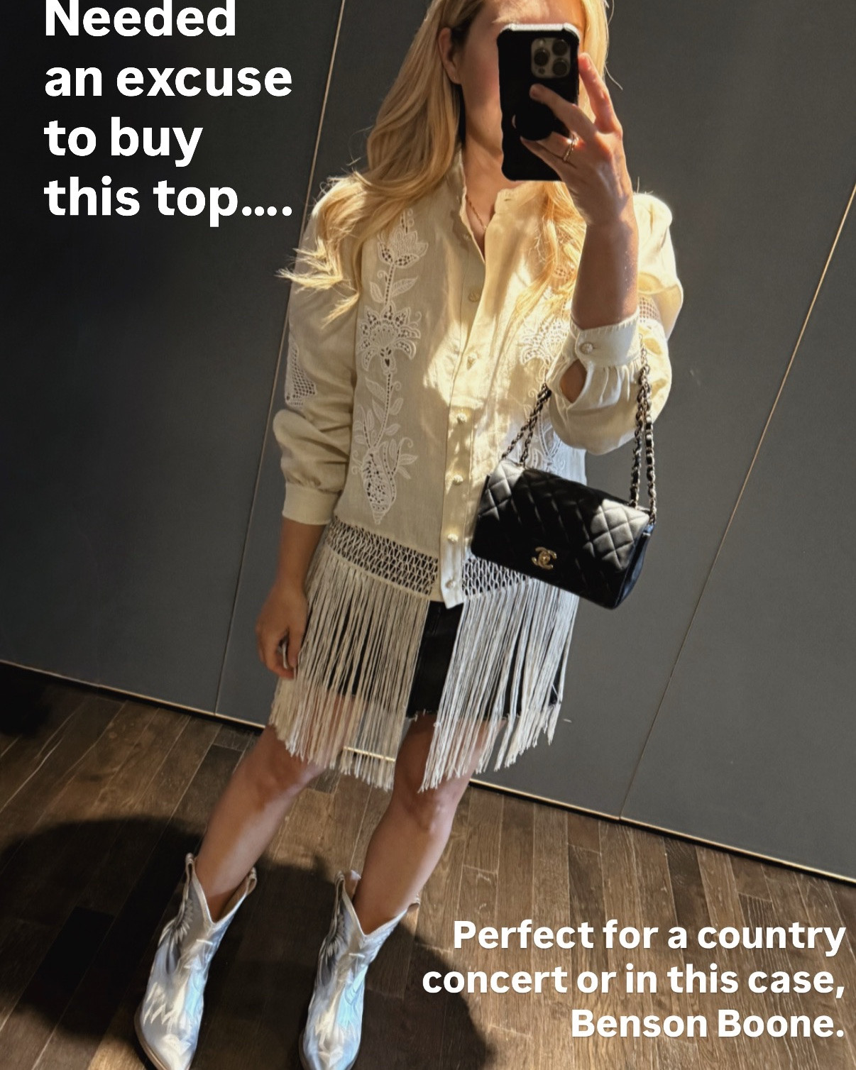 Obsessed with this top! (And I borrowed these CUTE Amazon boots from my friend)

Benson Boone concert inspo
Concert outfit
Country concert outfit

#LTKdayinmylife #LTKgrwm #LTKootd