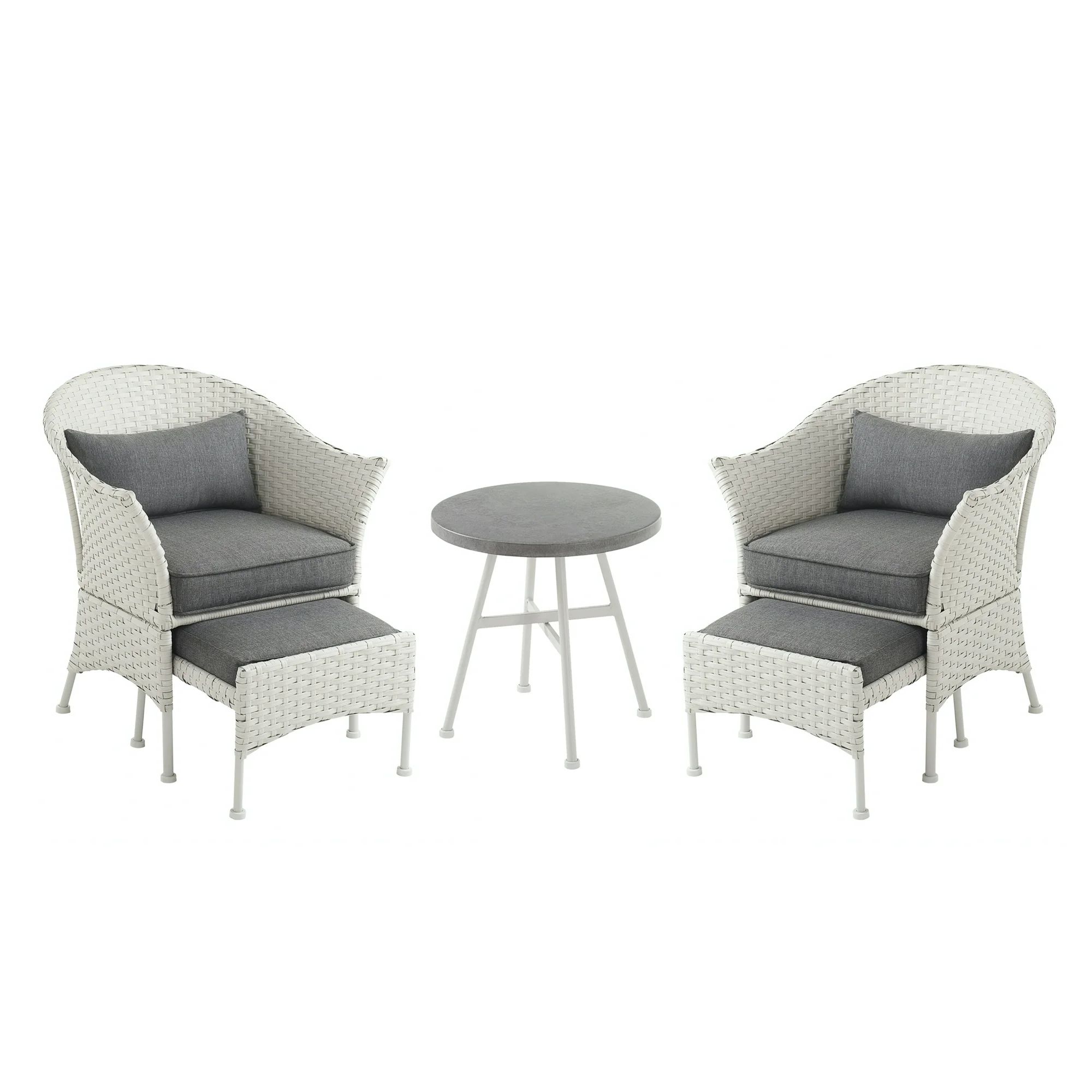 Mainstays Arlington Glen 5-Piece Outdoor Wicker Patio Furniture Set, White | Walmart (US)