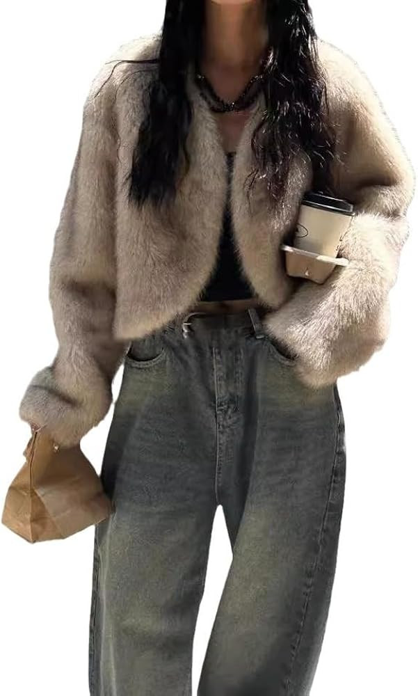 Women's artificial fur coat, winter thick warm jacket, fluffy plush cardigan | Amazon (US)