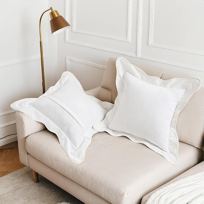 HAUSSY Scalloped Pillow Covers 20x20 Set of 2,Decorative Throw Pillows Cute Aesthetic Preppy Cush... | Amazon (US)
