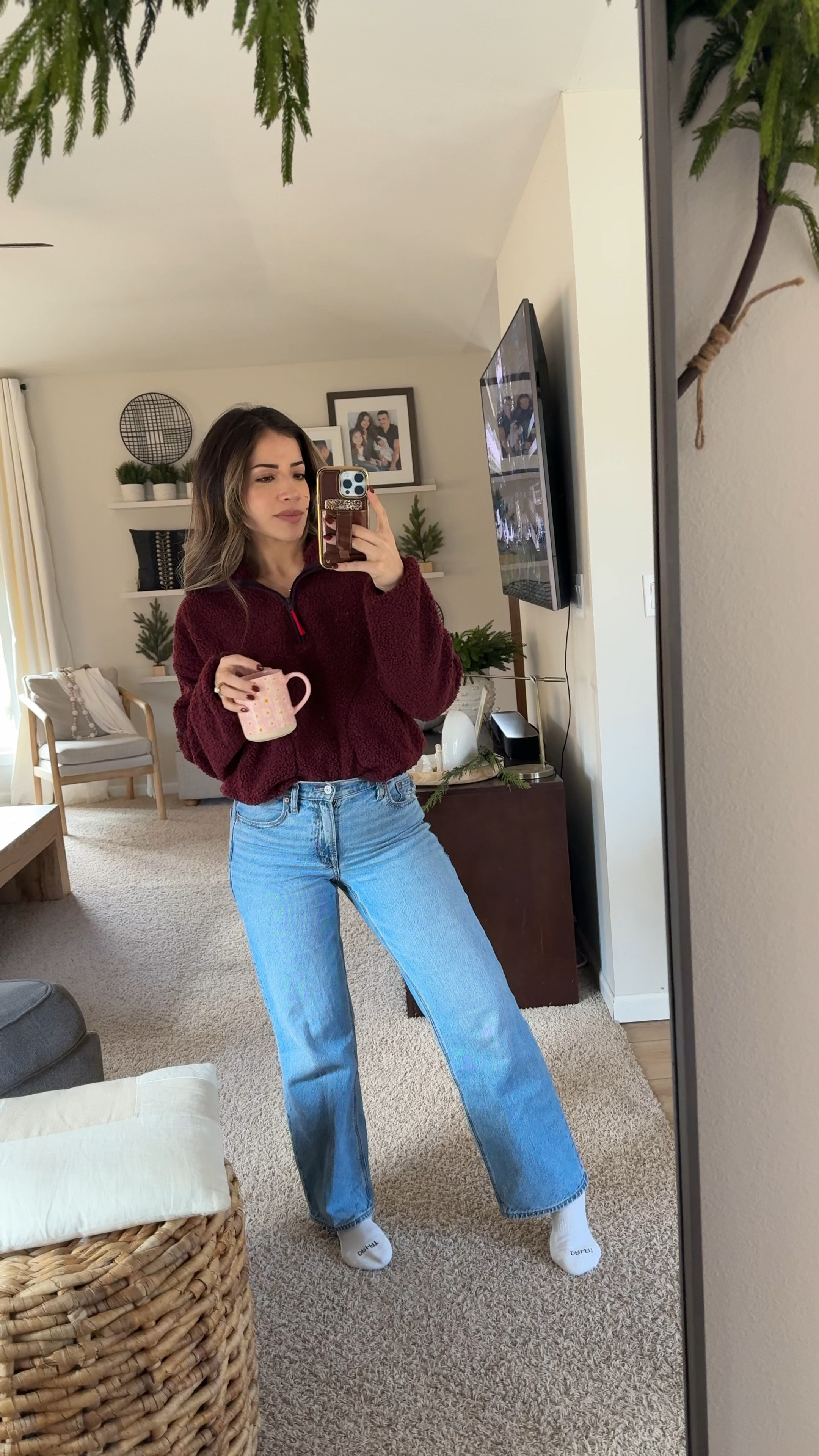 Obsessed with this Sherpa Quarter Zip from Old Navy! I own 3 of these in different colors ◡̈  Mine is a XS, Jeans are 2Reg

#LTKMidsize #LTKSeasonal #LTKFindsUnder100