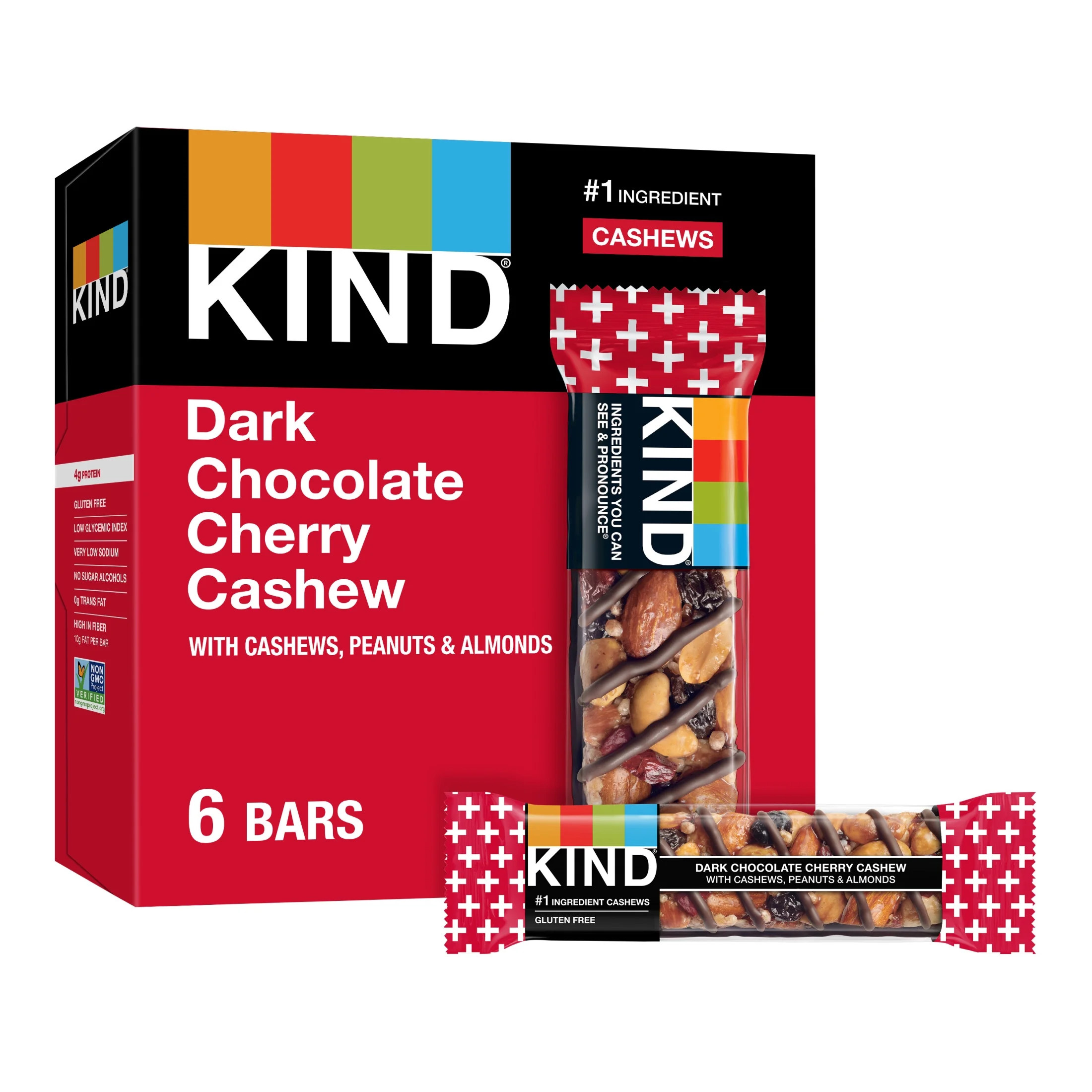 KIND Gluten Free Dark Chocolate Cherry Cashew Snack Bars, 1.4 oz, 6 Count | Walmart (US)