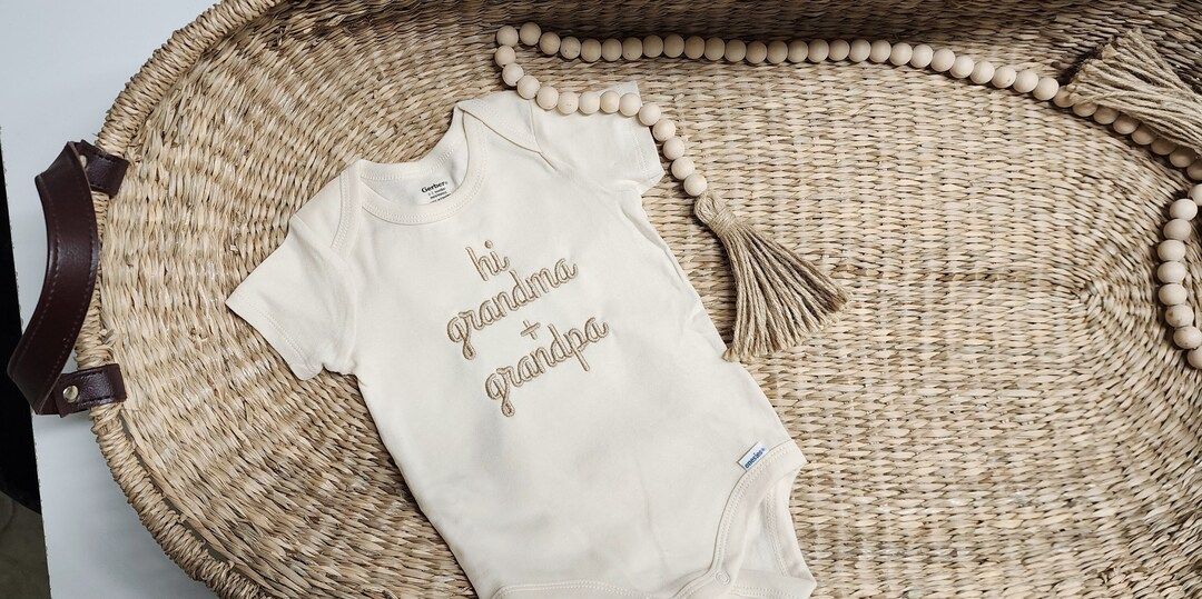 Embroidered Hi Grandma and Grandpa Onesies® Brand, hello grandma onesies® Brand, pregnancy reve... | Etsy (US)