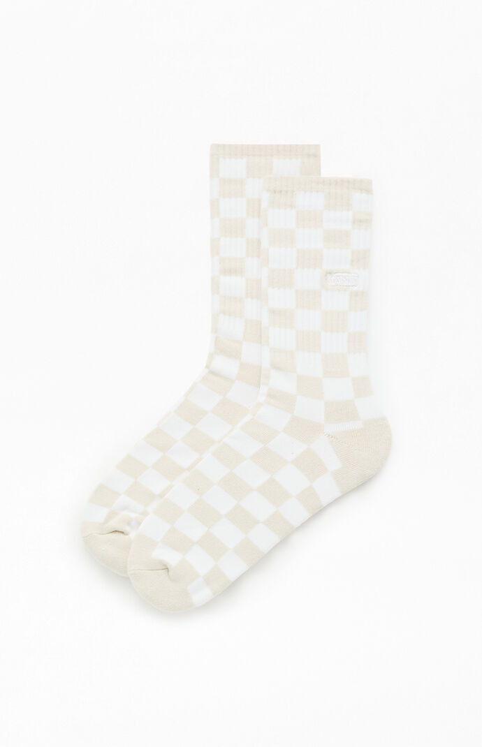 Vans Checkerboard Crew Socks in Marshmallow | PacSun