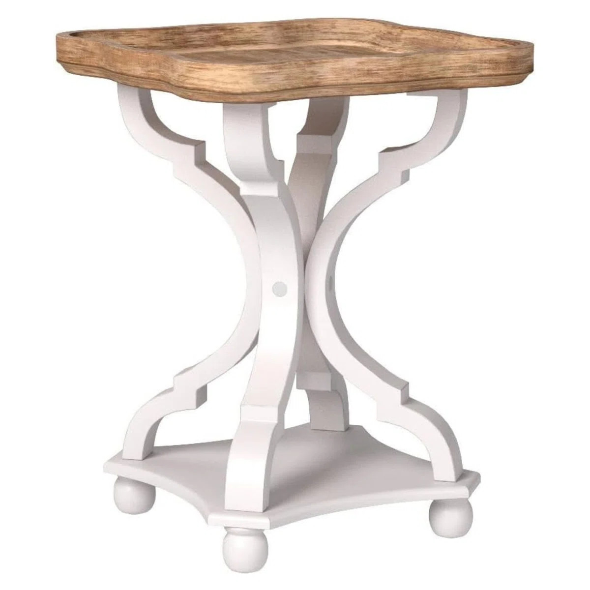 Square Rustic Wooden Accent Tray Top Nightstand Side Table, White Legs | Wayfair North America