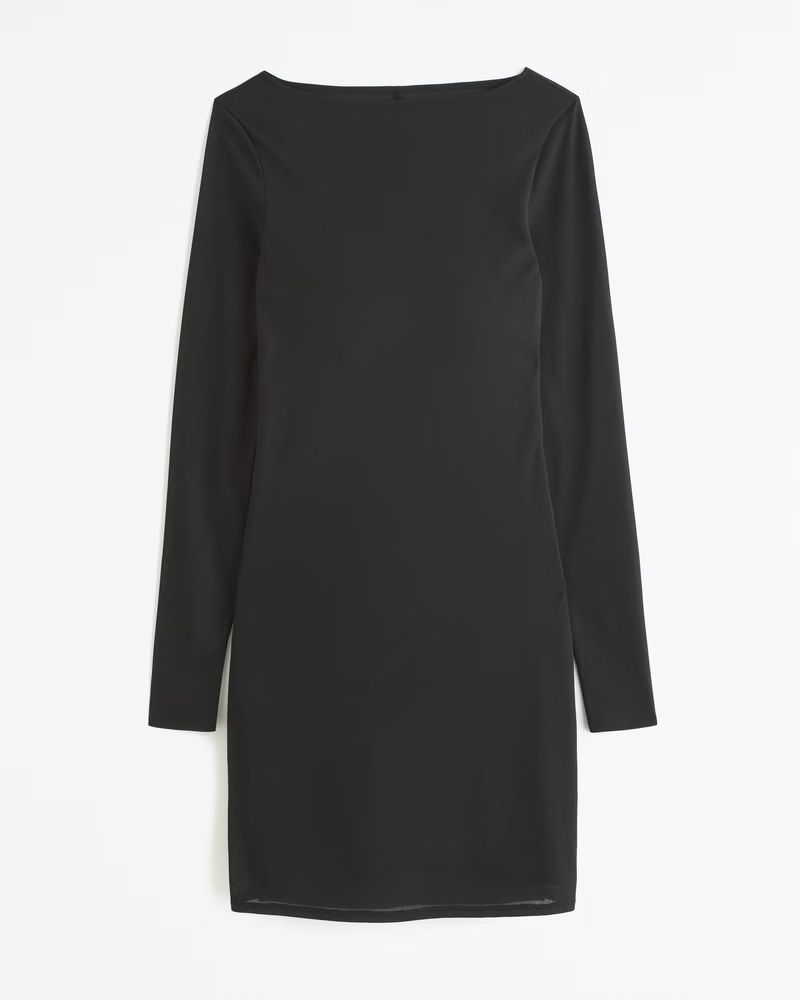 Long-Sleeve Mesh Mini Dress | Abercrombie & Fitch (US)