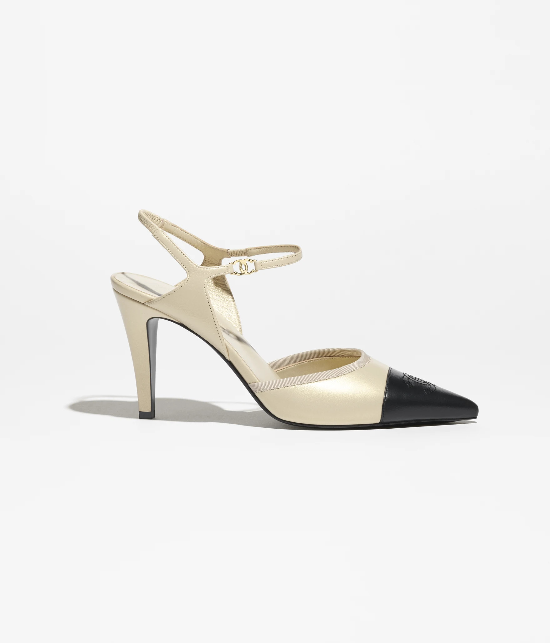 Slingbacks - Iridescent lambskin & lambskin, beige & black — Fashion | CHANEL | Chanel, Inc. (US)