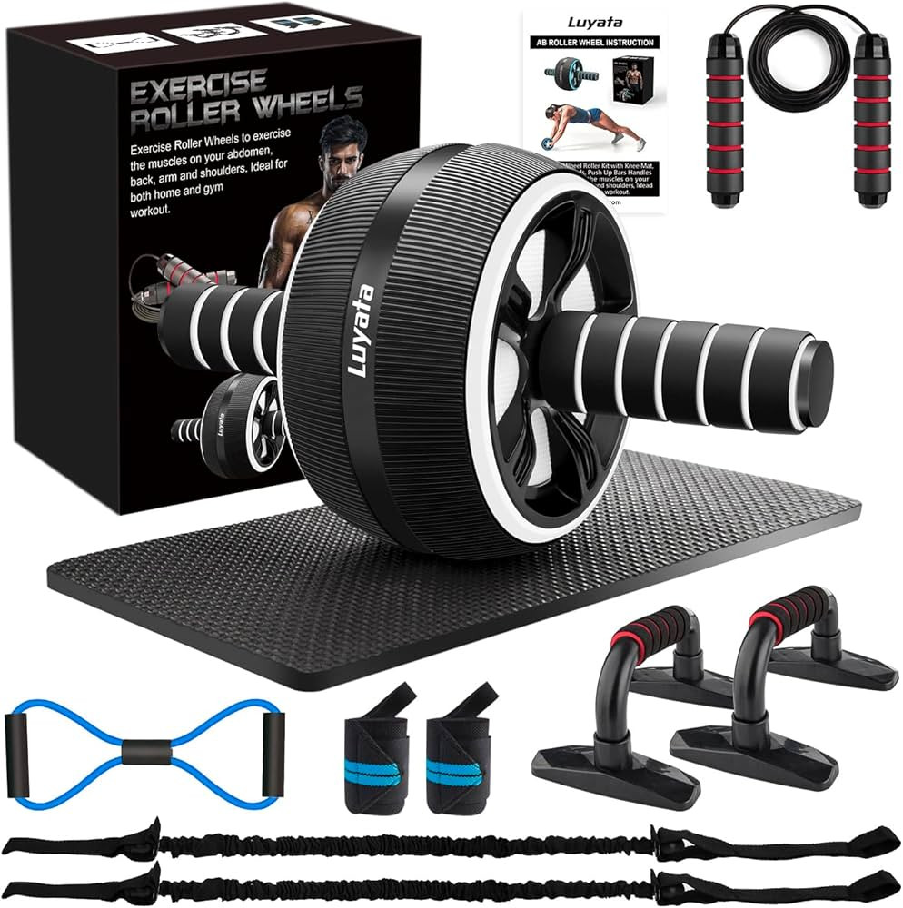 Ab Roller Wheel, 10-In-1 Ab Exercise Wheels Kit with Resistance Bands, Knee Mat, Jump Rope, Push-... | Amazon (US)