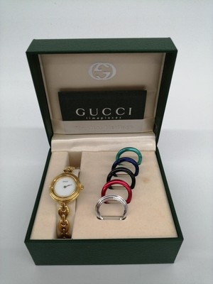 Gucci Change Bezel 6 Colors Gold Bracelet White Dial Women Watch Quartz Vintage | eBay US