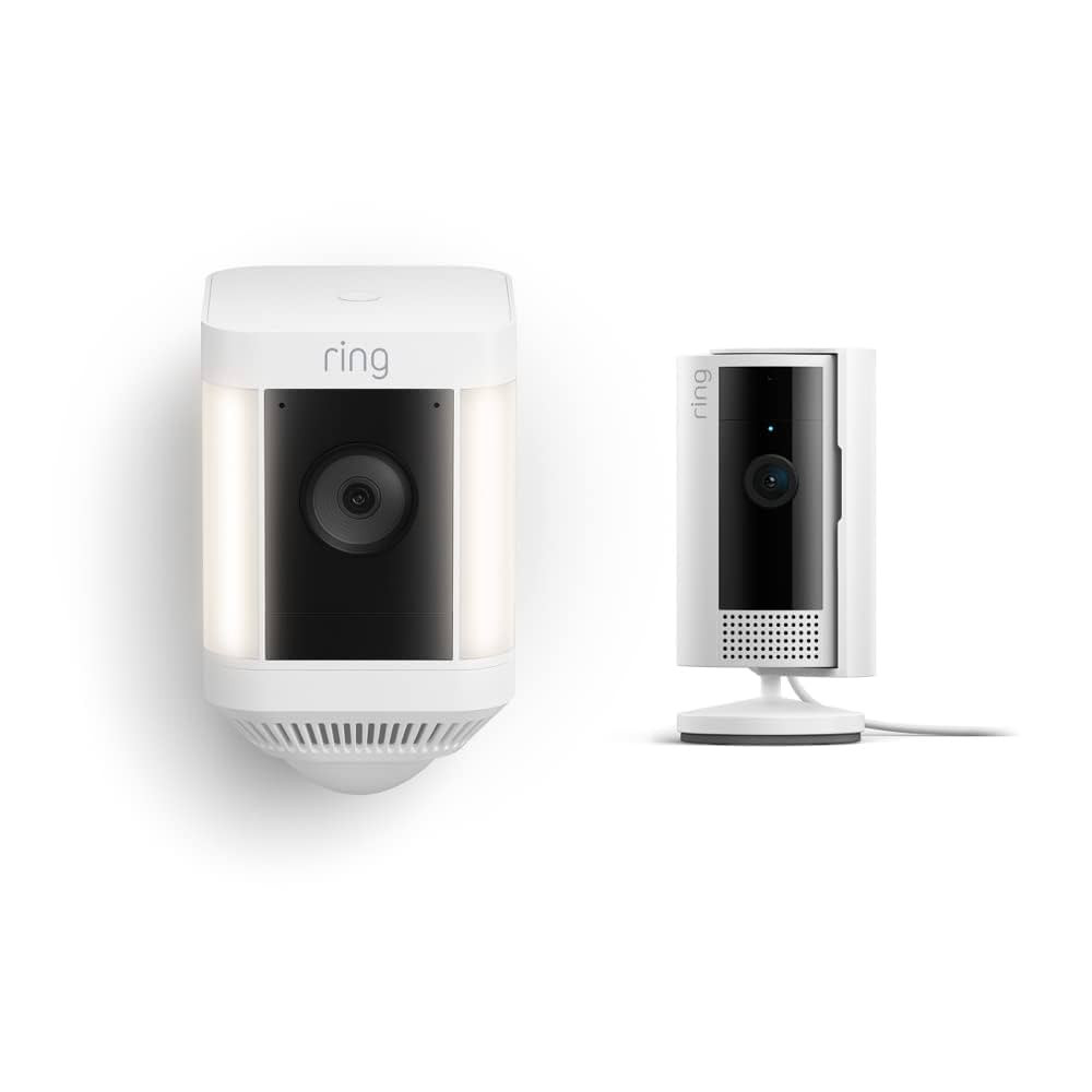 Ring Spotlight Cam Plus Battery with All-new Ring Indoor Cam, White | Amazon (US)